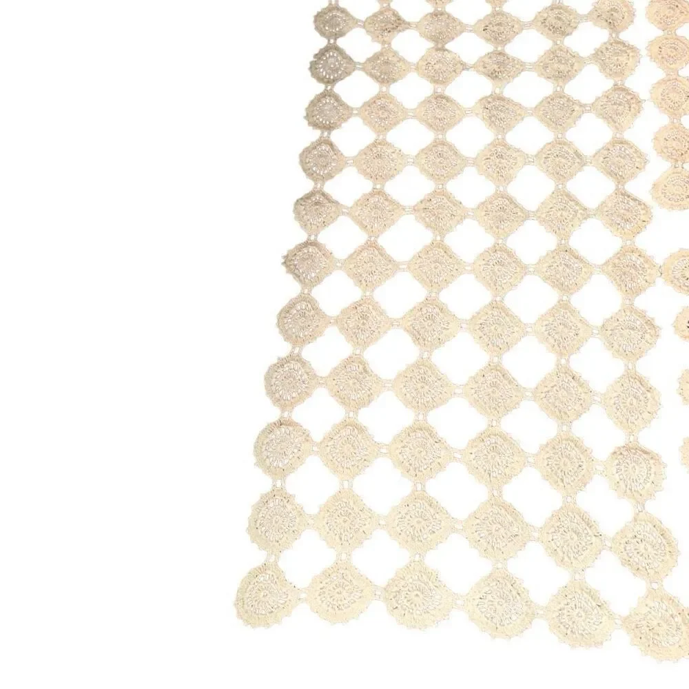 3 Antique Handmade Beige Crochet Rectangle & Square doilies ￼ 22”x 10”/10”x10”